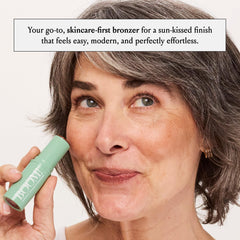 BOOM! BoomStick Bronze application on cheek blends seamlessly for buildable warmth.