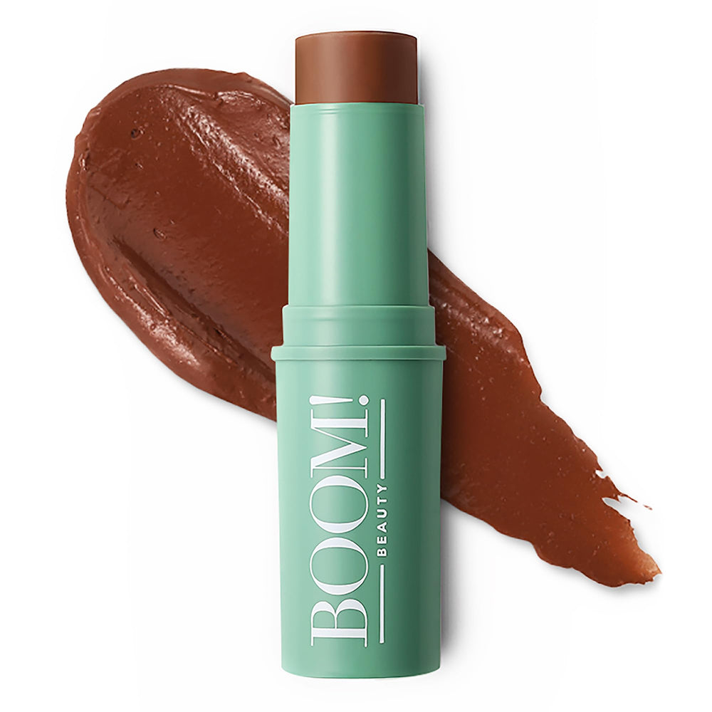 BOOM! BoomStick Bronze cream-blush-stick closed for natural sun-kissed complexion.