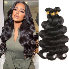 Boopwine body wave bundle texture close-up for natural blend
