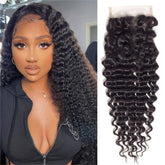 Boopwine deep wave closure 10inch HD lace closeup for seamless, natural-looking blend.