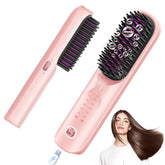 Bopcal cordless hair straightener brush in travel-ready pose for effortless on-the-go styling.