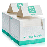 borje face towels xl box-50-count for on-the-go cleansing and makeup removal.