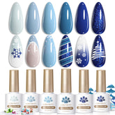 Born Pretty 6-color blue gel nail polish collection for gradient looks
