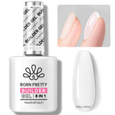Born Pretty Builder Gel 8in1 milky white bottle—base, apex, and strength for nails.