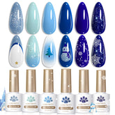 Born Pretty Christmas blue gel nail polish set six colors gift-ready nails