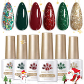 Born Pretty Christmas gel polish green glitter front for festive sparkle nails
