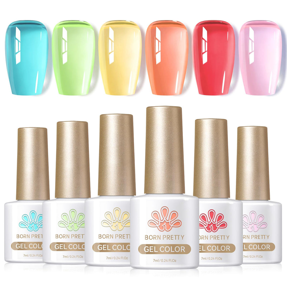 Born Pretty jelly gel nail polish set blue pastel bottle with glassy translucent finish