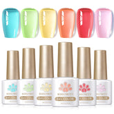 Born Pretty jelly gel nail polish set blue pastel bottle with glassy translucent finish