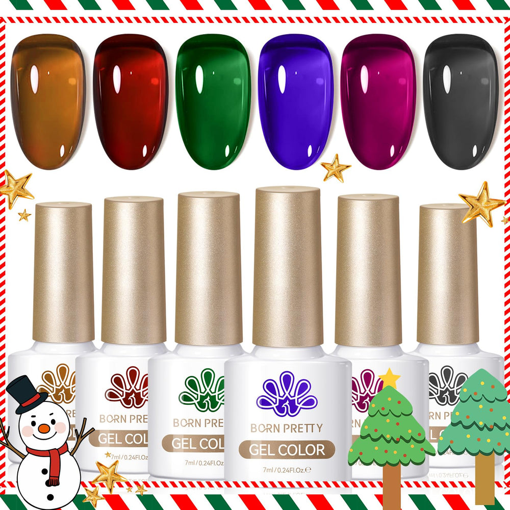 Born Pretty Jelly Gel Nail Polish Set bottles collection with six colors for DIY manicures.