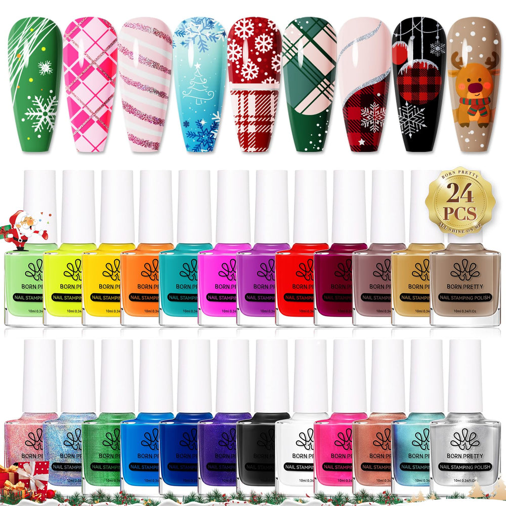 Born Pretty stamping polish 24 colors set swatches enable versatile nail art designs