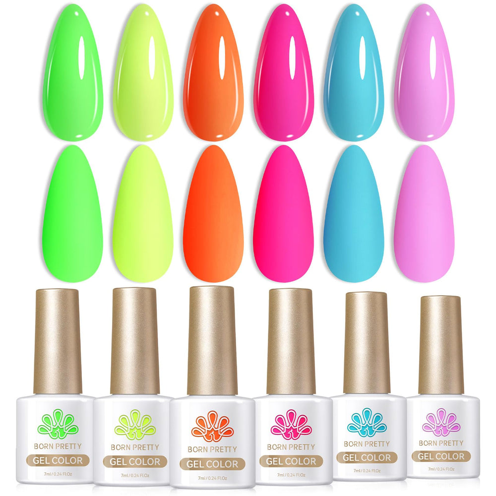 Born Pretty neon gel polish set packaging highlights a ready-to-use kit for creative manicures.