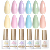 Born Pretty pastel gel nail polish set packaging shows six pastel bottles for spring nails.