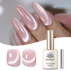 Born Pretty pink cat magnetic gel bottle shows cat-eye focal point for salon nails.