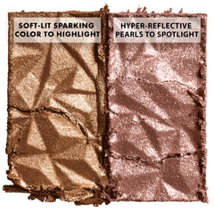 NYX Born To Glow Icy Highlighter Duo pearl swatch showcases hyper reflecting pearl shade for spotlight
