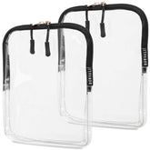 BORSALI TSA approved toiletry bag front view shows clear quart size for quick security checks on the go.