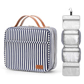 Bosidu hanging travel toiletry bag front view showing four compartments for easy organization.