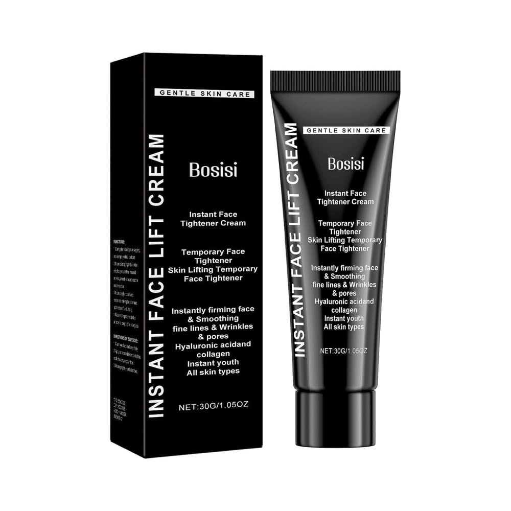 Bosisi Instant Lift Cream bottle pump shows quick-tightening for a refreshed, pore-minimized look.