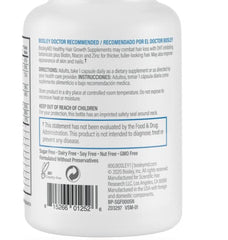 BosleyMD Men’s supplements ingredients label featuring saw palmetto, biotin, and zinc for vitality.