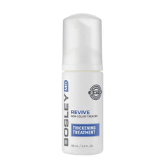 BosleyMD Thickening Treatment bottle and foam showing instant root volume for fuller hair.