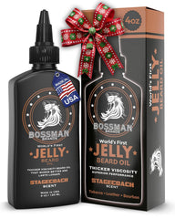 Bossman Jelly Beard Oil Stagecoach bottle shows rich texture for a fuller, healthier beard.