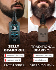 Bossman Jelly Beard Oil texture pour demonstrates easy application and moisture lock.