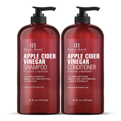 Botanic Hearth Apple Cider Vinegar Shampoo bottle closeup for scalp refreshment and shine
