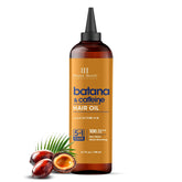 Botanic Hearth caffeine-batana-oil bottle closeup showing nourishing oil for healthier hair