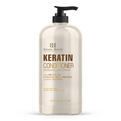 Botanic Hearth Keratin Conditioner bottle pour for frizz control and smoothness