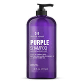 Botanic Hearth Purple Shampoo bottle shows color-correcting for blondes, silvers, and grays.