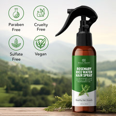 Botanic Hearth rosemary spray label highlights a clean, sulfate-free formula for sensitive scalps.