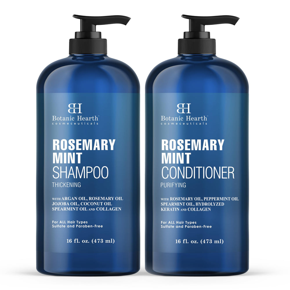Botanic Hearth Rosemary Mint Shampoo bottle shows thickening and refreshing cleanse