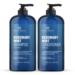 Botanic Hearth Rosemary Mint Shampoo bottle shows thickening and refreshing cleanse
