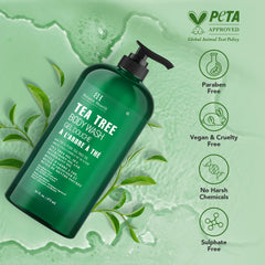 Botanic Hearth Tea Tree Body Wash lather close-up for soft, hydrated skin.
