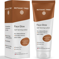 Botanic Tree Self Tanner lotion application closeup shows natural-looking, even-toned color.