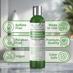 Botanical Green Care shampoo-dispensing-pump highlights convenient daily use for thinning hair regimens.