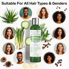 Botanical Green Care shampoo-lathering-hair-closeup captures rich foam and a refreshing cleanse.
