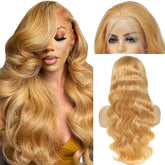 Boumon Honey Blonde HD lace front wig front view for natural hairline and seamless styling