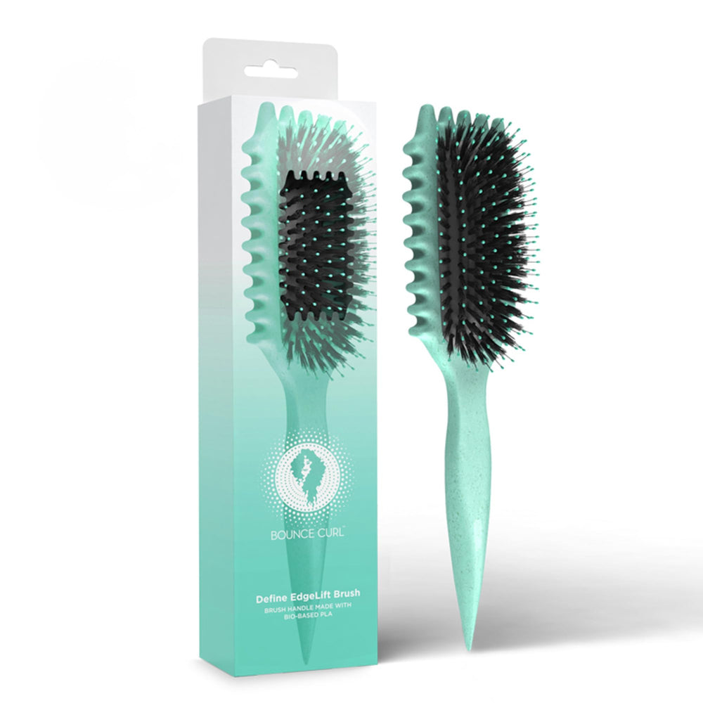 Bounce Curl Define EdgeLift Brush teal front view for smooth curls and reduced frizz.