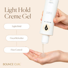 Bounce Curl gel in hands delivers flexible hold for natural hair movement