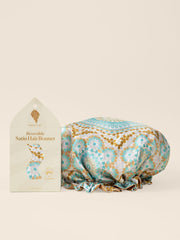 Bounce Curl reversible satin bonnet pattern front showcases two-look design for switching styles