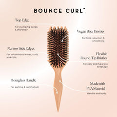 Bounce Curl Volume EdgeLift Brush top edge shapes bangs with controlled volume.