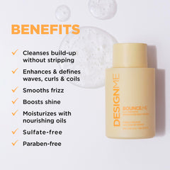 Bounce.Me Shampoo pump demonstrates convenient dispensing for targeted scalp cleansing.