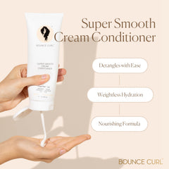 Bounce Curl conditioner applied from mid-length to ends for detangling