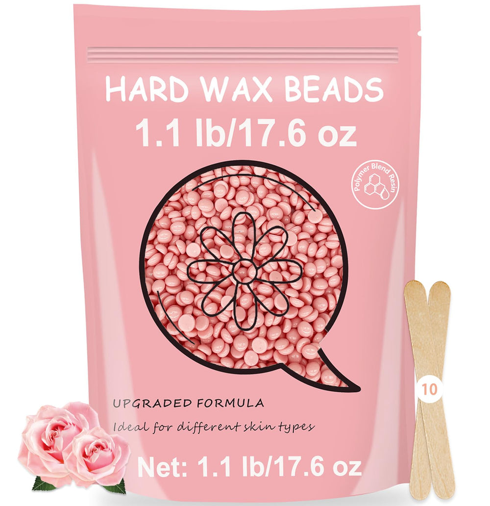 Bouvetan rose hard wax beads in a jar for convenient at-home waxing.