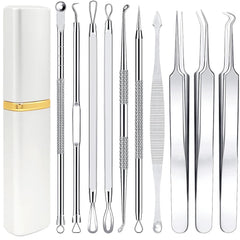 Boxoyx pimple popper tool kit in metal case shows portable storage for quick touch-ups.