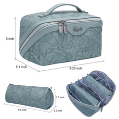 BOYATU travel makeup bag light blue zip opening for quick access while traveling