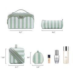 BOYATU travel makeup bag 3pc green waterproof exterior protects contents