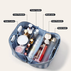 BOYATU travel makeup bag blue detachable small bags showcased for modular organization on trips