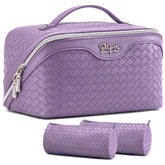 BOYATU travel makeup bag purple front view showing large capacity