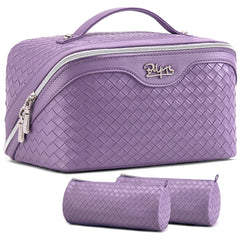 BOYATU travel makeup bag purple front view showing large capacity